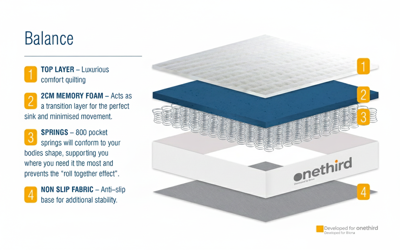 OneThird 800 Pocket Memory Mattress