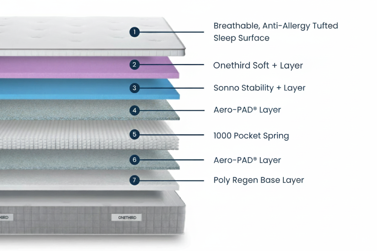 OneThird 1000 Pocket Mattress