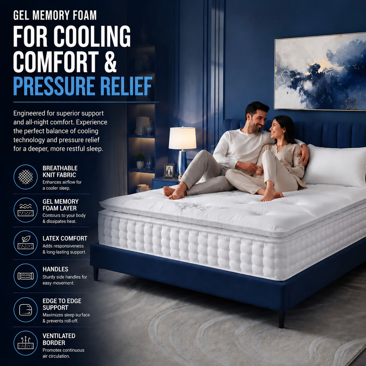 One Third 3000 Pocket Spring Pillowtop Mattress - Vacuum packed In one Box - Medium Firm